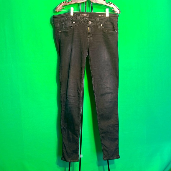 Size 29 Guess Skinny Jeans with Long Golden Zipper Back Legs - Picture 4 of 14
